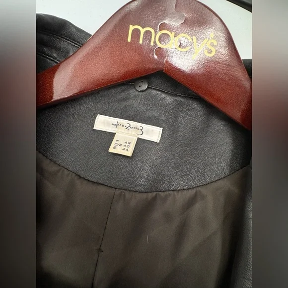 Maison 123 Paris Genuine Leather Brown Blazer Jacket Large - Picture 3 of 9